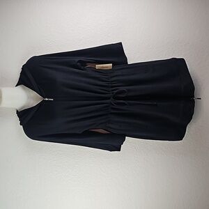 Soma | NWT Women's Black Divine Terry Cinched Waist Double Zip Hoodie Jacket S